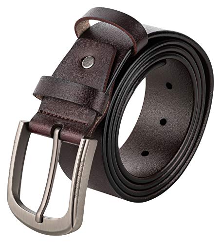 VINTAGE BASICS Herren Ledergürtel 120cm lang - 4cm breit - Gürtel Herren aus Rindsleder - Ideal für Anzughose oder Jeans - Metallschnalle Dunkelbraun VINTAGE BASICS Herren Ledergürtel 120cm lang - 4cm breit - Gürtel Herren aus Rindsleder - Ideal für Anzughose oder Jeans - Metallschnalle Dunkelbraun von VINTAGE BASICS