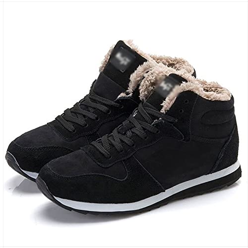 VIPAVA Herren-Schnürhalbschuhe Männer Schuhe Paare Winter Sneakers Plus Größe 48 Leder Männer Freizeitschuhe Halten Sie Warme Winterschuhe blau Schwarze Homme (Color : Black, Size : 6.5UK/40EU) von VIPAVA