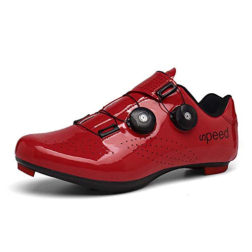 VIPBQO Herren Fahrradschuhe Mit Kompatiblen Stollen Schuh Mit Für Männer Lock Pedal Fahrradschuhe Radsportschuhe Cleats Mountainbike Schuhe Gr.36-47 (41,rot) von VIPBQO