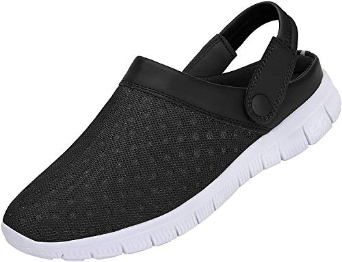 VIPBQO Sommer Unisex Atmungsaktiv Clogs Flach Hausschuhe Mesh Slippers Muffin Drag Pantolette Outdoor Strand Schuhe rutschfest Hollow Sandalen (37,Schwarz) von VIPBQO