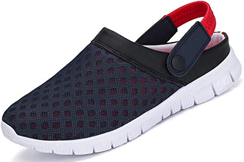 VIPBQO Sommer Unisex Atmungsaktiv Clogs Flach Hausschuhe Mesh Slippers Muffin Drag Pantolette Outdoor Strand Schuhe rutschfest Hollow Sandalen (39,Rot) von VIPBQO