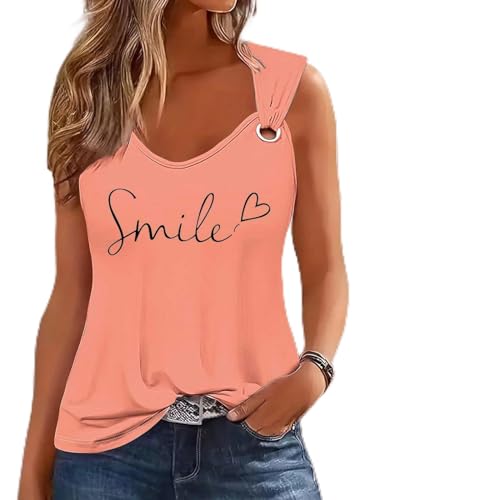 Viracin Damen Tank Top Sport Sommer Blusetops Tops Bedruckte Elegant Trägertop Tanktops Sexy Kurz Ärmellose Shirt Oberteile Lässig Baumwolle Damentop Slim Fit Shirts von VIRACIN