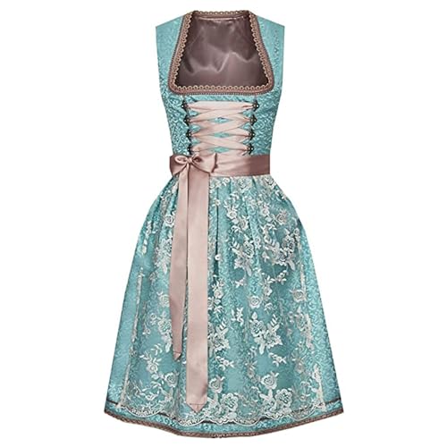 VIRACIN Midi Dirndl Damen aus Exklusiver Kollektion inkl.Spitzenschürze Midi Kleid in Grün & Schwarz Elegantes Trachtenkleid für Volksfeste und Feierlichkeiten - Größen S-XXL von VIRACIN