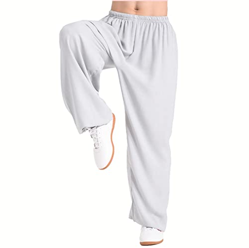 VIRACIN Tai Chi Hose für Herren und Damen, Kampfsporthose, Kung-Fu-Hose, Yoga-Laterne, Jogginghose, Grau, S von VIRACIN