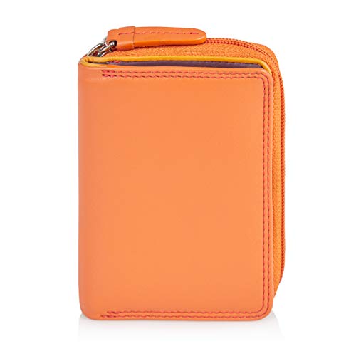 VISCONTI Twofold 100% Leder Damen Geldbörse Rainbow Multicolor/Mehrfarbig portmonee Small Purse(RB53) - (Orange Multi) von VISCONTI