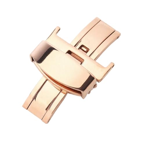 VISIYUBL 10 12 14 16 18 20 22 24 mm 316L Butterfly-Schnalle Automatischer Doppelklick-Edelstahl-Armbandknopf for Uhrenarmband(Color:Rose Gold,Size:14mm) von VISIYUBL