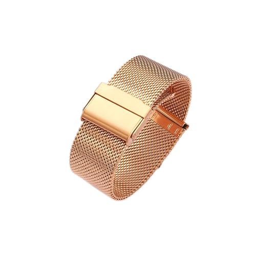 VISIYUBL 12/11/16/18 / 20/22mm Uhrengurt Metall Mesh Edelstahl Armbanduhr Band Frauen Männer Armbanduhr Band Mode Uhr Armband (Color : Rose gold, Size : 17mm) von VISIYUBL