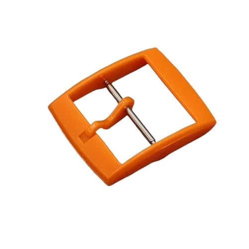 VISIYUBL 16mm 19mm 20mm Kunststoffschnallen for Swatch-Verschluss Buntes Uhrenarmband Dornschließe Damen Herren Uhren Zubehör for Silikonband(Color:Orange,Size:16mm) von VISIYUBL