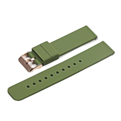 VISIYUBL 18 mm 20 mm 22 mm 24 mm Silikonriemenklappenschnalle for Samsung Fit for Galaxy Uhrengetriebe S2 S3 Schnellfreisetzungs -Gummi -Armband -Gurtband (Color : ArmyGreen-RG, Size : 14mm) von VISIYUBL