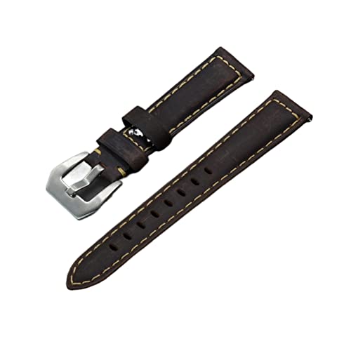 VISIYUBL 20mm 22mm 24mm Vintage Leder Uhrenband Band Gürtel Frauen Männer Uhren Band Verrückter Strap Fit Fit for Huawei/Fit for Seiko/Fit for Omega (Color : Coffee, Size : 22mm) von VISIYUBL