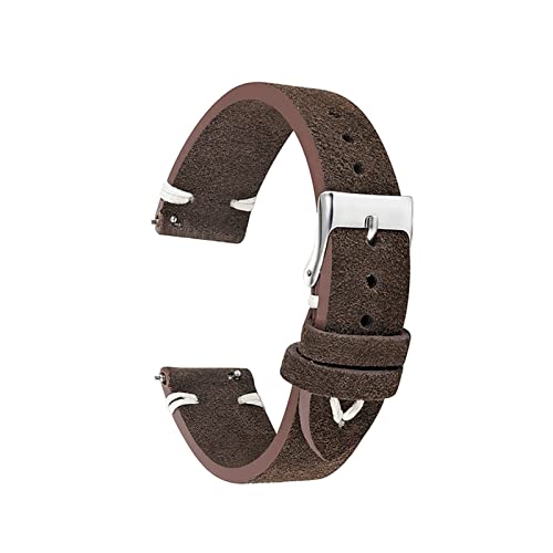 VISIYUBL Armband Weiche Leder Vintage Strap Ersatz for Männer Frauen Uhren Band Kaffee 18mm 20mm 22mm 24mm Uhrenarmband KZSD10. (Color : Coffee-White Line, Size : 22mm) von VISIYUBL