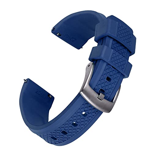 VISIYUBL Black Tauchuhr-Gurte 20mm 22mm Gleitverriegelung Schnellspanner Fluor-Gummi-Uhr-Bands wasserdicht for Männer Frauen (Color : Navy Blue, Size : 22mm) von VISIYUBL