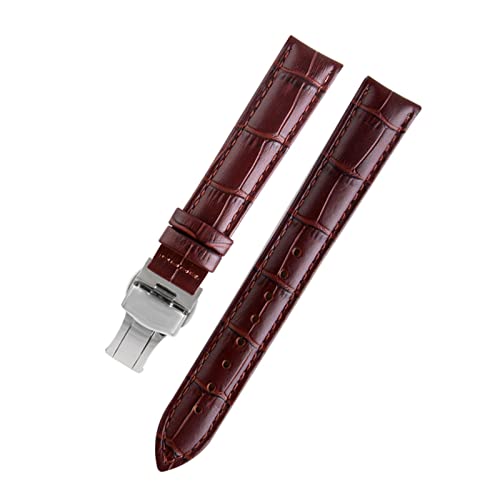 VISIYUBL Dame Watch-Bands fit for PP Ansehen Fit for Omega Leder Uhrenband Fit for Tissot Marke Armband Armband Frauen 12/14/16/18/20/22/22mm (Color : Brown silver, Size : 16mm) von VISIYUBL