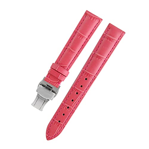 VISIYUBL Dame Watch-Bands fit for PP Ansehen Fit for Omega Leder Uhrenband Fit for Tissot Marke Armband Armband Frauen 12/14/16/18/20/22/22mm (Color : Rose red silver, Size : 16mm) von VISIYUBL