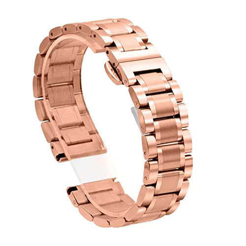 VISIYUBL Edelstahl Metallband for Ticwatch Pro 2020 3 lite GTX E2 S2. Mode Dauerhafte Uhrband Ersatz Armbanduhr-Gurte (Color : Rose gold, Size : Pro 2020) von VISIYUBL