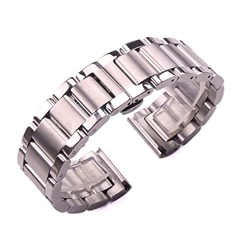 VISIYUBL Edelstahl Uhrenarmband Armbänder Herren Silber Metall 18 20 21 22 23 24mm Mode Damen Uhrenarmbänder Zubehör (Color : Middle brushed, Size : 23mm) von VISIYUBL