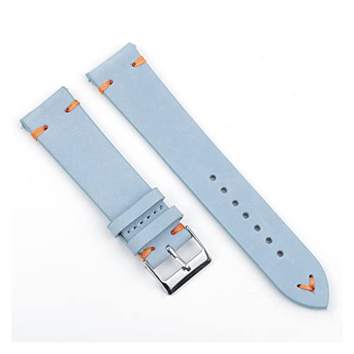 VISIYUBL Erste Schicht Leder blau Uhrenband 18mm 20mm 22mm Uhr Gurte Gürtel Armband for Männer Frauen (Color : Blue-Orange Wire, Size : 24mm) von VISIYUBL