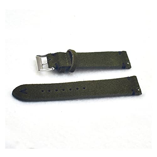 VISIYUBL Grüne Uhren Bands Gurt Armband Wildleder Männer Frauen 18mm 20mm 22mm Ersatz Watch Strap Uhr Gürtel KZSD07. (Color : Green-Black Line, Size : 24mm) von VISIYUBL