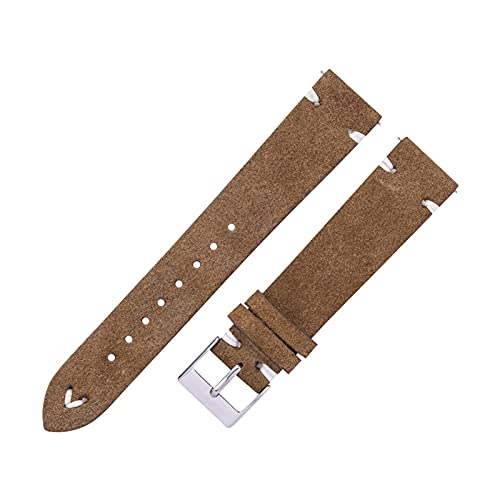 VISIYUBL Leder Uhren-Bands handgefertigt for Männer Frauen 18mm 20mm Multicolor-Leder-Armbänder for Samsung Galaxy-Uhr 42mm (Color : Light brown, Size : 20mm) von VISIYUBL