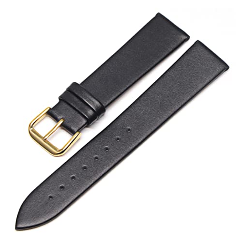 VISIYUBL Leder Uhrenbänder 18mm 20 mm 22 mm 24 mm schwarze braune Frauen Männer Uhren -Band -Gurtgürtel mit Schnalle (Color : Black-G, Size : 12mm) von VISIYUBL