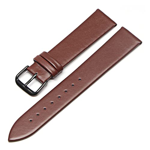 VISIYUBL Leder Uhrenbänder 18mm 20 mm 22 mm 24 mm schwarze braune Frauen Männer Uhren -Band -Gurtgürtel mit Schnalle (Color : Brown-BK, Size : 14mm) von VISIYUBL