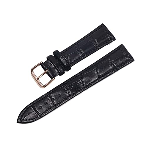 VISIYUBL Leder Uhrenbänder 18mm 20 mm 22mm Uhr Stahlstift Schnalle Bandband Armband Gürtel Armband Uhren Band (Color : Black Rose gold, Size : 22mm) von VISIYUBL