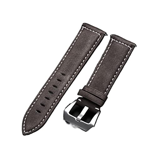 VISIYUBL Leder Uhrenbandarmband schwarz blau brauner Vintage Matte Watchgurt for Frauen Männer 18mm 20 mm 22 mm 24mm Handgelenk Band (Color : Dark brown, Size : 20mm) von VISIYUBL