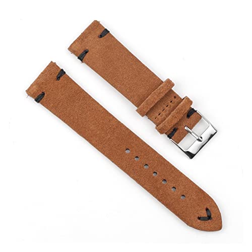 VISIYUBL Leder Vintage Uhrenarmband 18mm 20mm 22mm 24mm Royal Blue Watch Strap for Männer Frauen Uhren (Color : Brown-Black Wire, Size : 24mm) von VISIYUBL