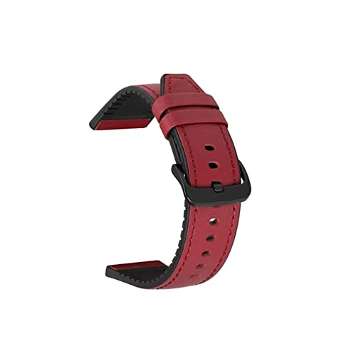 VISIYUBL Leder fit for TPU Silikon Uhrenbandarmband Schwarz Schnalle Uhrengurt 20mm 22 mm fit for Samsung Fit for Huawei FIT for GARMIN Smart Watch (Color : Winered, Size : 20mm) von VISIYUBL