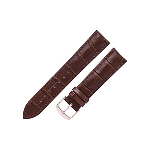 VISIYUBL Lederarmband 14/16/18/19/20/20/12/22mm Frauen Männer Watch Strap Business Strap Watch Armband Fit for Tissot Fit for DW (Color : Brown brown-Rosegold, Size : 16mm) von VISIYUBL