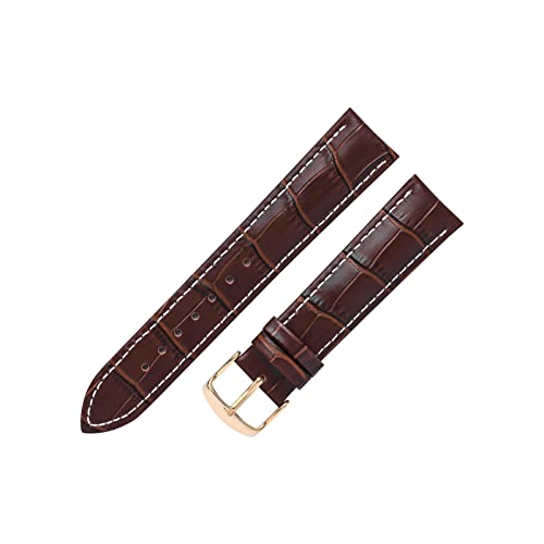 VISIYUBL Lederarmband 14/16/18/19/20/20/12/22mm Frauen Männer Watch Strap Business Strap Watch Armband Fit for Tissot Fit for DW (Color : Brown white-Gold, Size : 22mm) von VISIYUBL