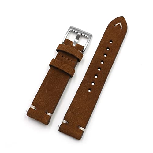 VISIYUBL Lederarmband 18mm 20mm 22mm 24mm Handgemachte Watchstrap for Männer Frauen Armbanduhr Ersatz (Color : Brown, Size : 24mm) von VISIYUBL