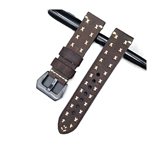 VISIYUBL Lederarmband for Panerai 22mm 24mm Lederarmband Handgemachte Persönlichkeit Lederband mit schwarzer Schnalle (Color : E, Size : 24mm) von VISIYUBL