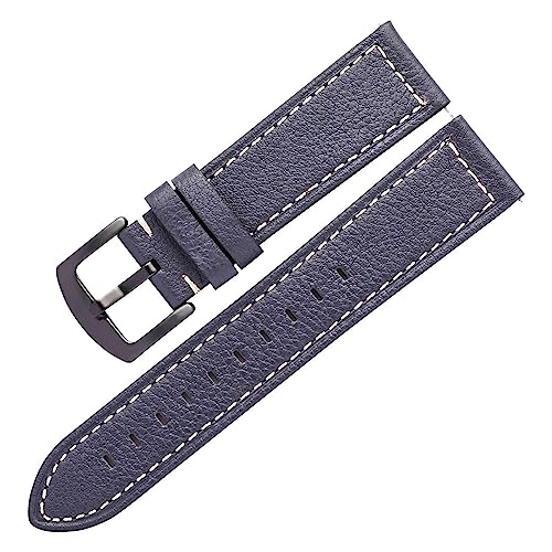 VISIYUBL Männer Frauen Smart Uhren Riemen Armbandleder 20mm 22mm Ölwachs Lederarmbands Fit for Huawei GT2 (Color : Dark blue, Size : 20mm) von VISIYUBL