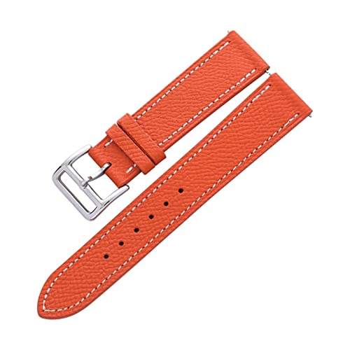 VISIYUBL Männer Frauen Unisex Luxuriöse Uhr Lederband 20mm Grau Rot Leder Uhrenband Weiße Uhr Zubehör (Color : Orange, Size : 20mm) von VISIYUBL