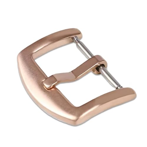 VISIYUBL Metall-Uhrenarmband-Schnalle, 16 mm, 18 mm, 20 mm, 22 mm, 24 mm, Leder-/Silikon-Armbandverschluss, Silber, Schwarzgold, 304 Edelstahl, Stiftknopf(Color:Rose Gold,Size:18mm) von VISIYUBL