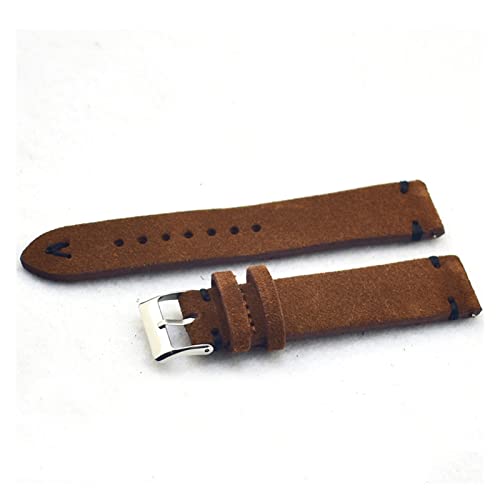 VISIYUBL Mode 18mm 20mm 22mm Mann Frauen Armband Handgemachte Leder Braun Armbanduhr Band Strap Gürtelarmbands KZSD08. (Color : Brown-Black Line, Size : 18mm) von VISIYUBL