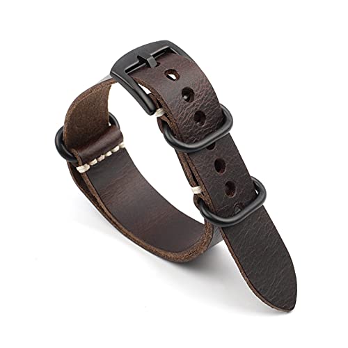 VISIYUBL NATO Strap Leder Armband 20mm 22mm 24mm Vintage Armband for Männer Frauen Armbänder Watch Ersatz (Color : Dark brown-B buckle, Size : 24mm) von VISIYUBL