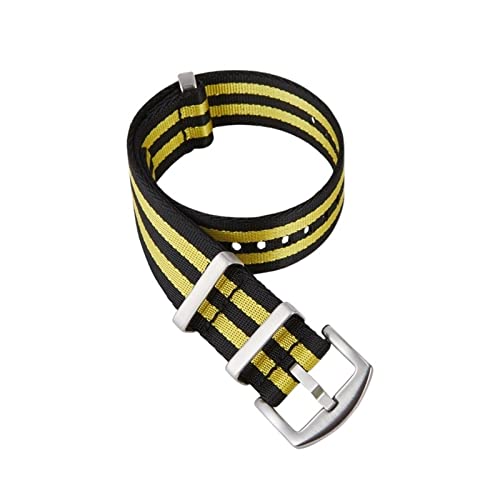 VISIYUBL Nylongurte fit for NATO Passt for ZULU Uhrenbandgurte Ersatz for französische Truppen Fallschirmierbeutel Männer Frauen Uhr Accessoires 20mm 22 mm (Color : Black yellow, Size : 20mm) von VISIYUBL