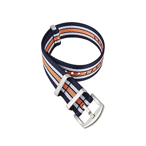 VISIYUBL Nylongurte fit for NATO Passt for ZULU Uhrenbandgurte Ersatz for französische Truppen Fallschirmierbeutel Männer Frauen Uhr Accessoires 20mm 22 mm (Color : Blue white orange 8, Size : 20mm von VISIYUBL