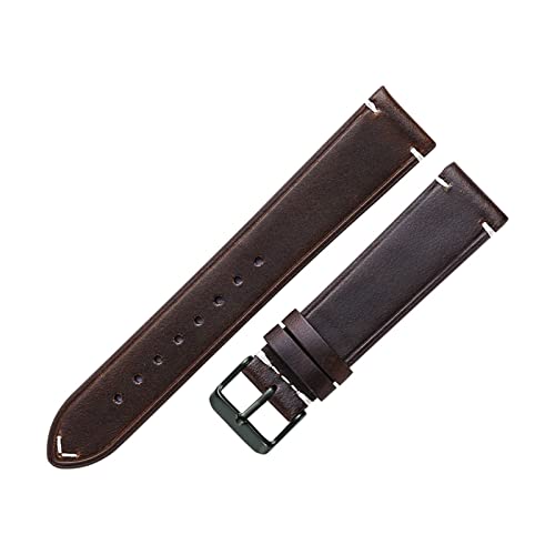 VISIYUBL Ölwachs Lederband 18mm 20mm 22mm Frauen Männer Weiche Band Blau-Grün Fit for Zahnrad S2 Armbanduhr Zubehör (Color : Dark brown, Size : 22mm) von VISIYUBL