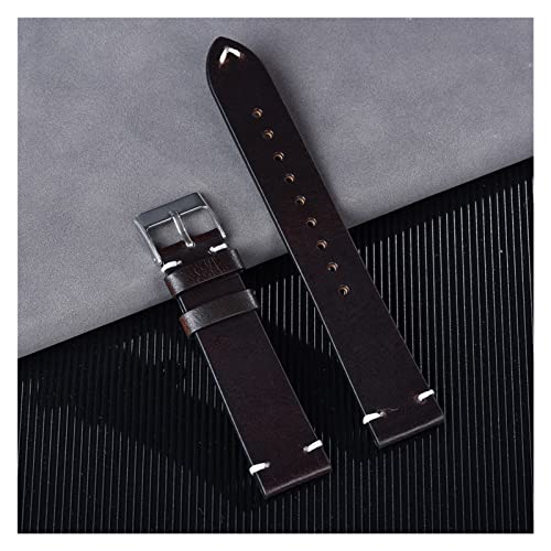 VISIYUBL Ölwachs Retro Farbänderung Watch Strap Parts Frauen Männer Business Watchband 20mm 22mm Lederarmband Armband Zubehör (Color : Coffee, Size : 22mm) von VISIYUBL