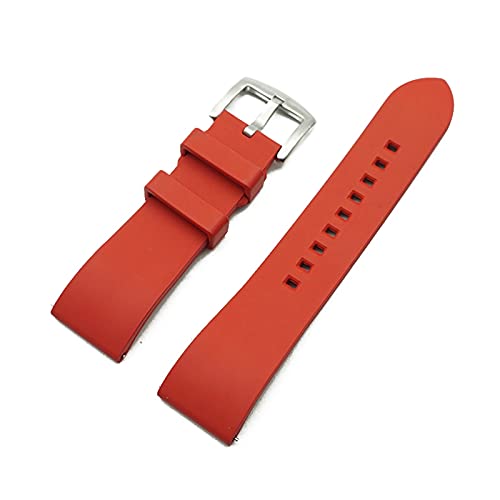 VISIYUBL Premium-Grad-Fluor-Gummi-Uhr-Armband 20mm 22mm 24mm Armband Release-Armband for jedes Markenuhren Zubehör (Color : Red(Steel), Size : 22mm) von VISIYUBL