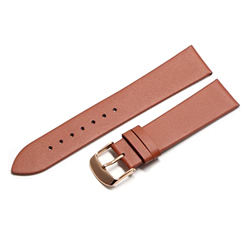 VISIYUBL Schauen Sie Bandleder 18 mm 20 mm 22 mm dünnem glattem Wachriemengürtel geeignet for geeignet for Dw Uhren Galaxy Watch Gear S3 (Color : LightBrown rose gold, Size : 14mm) von VISIYUBL