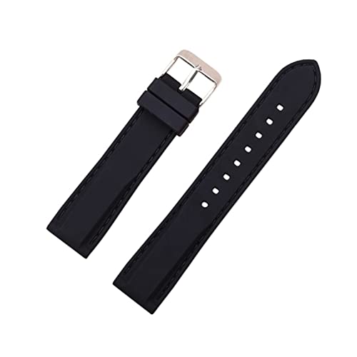 VISIYUBL Silikon Gummi -Sport -Uhr -Band Universal Watchband -Armband Armband 16 mm 18 mm 20 mm 22 mm 24 mm for Männer Frauen (Color : Black black line, Size : 22mm) von VISIYUBL