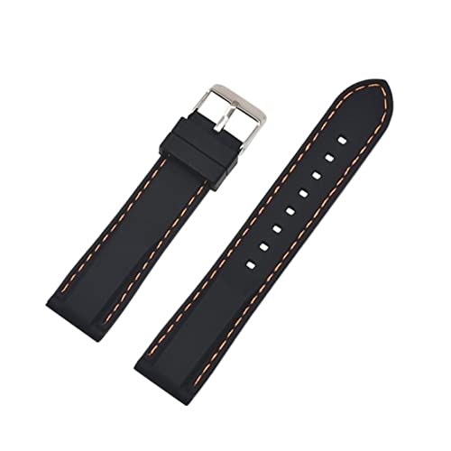 VISIYUBL Silikon Gummi -Sport -Uhr -Band Universal Watchband -Armband Armband 16 mm 18 mm 20 mm 22 mm 24 mm for Männer Frauen (Color : Black orange line, Size : 20mm) von VISIYUBL