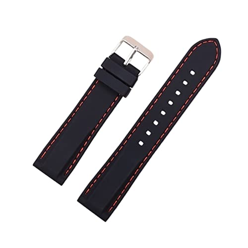 VISIYUBL Silikon Gummi -Sport -Uhr -Band Universal Watchband -Armband Armband 16 mm 18 mm 20 mm 22 mm 24 mm for Männer Frauen (Color : Black red line, Size : 16mm) von VISIYUBL