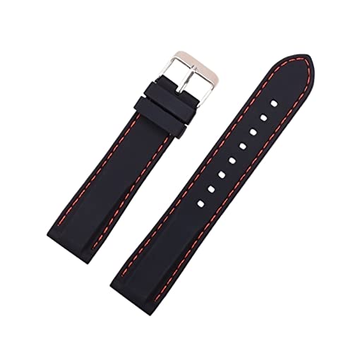 VISIYUBL Silikon Gummi -Sport -Uhr -Band Universal Watchband -Armband Armband 16 mm 18 mm 20 mm 22 mm 24 mm for Männer Frauen (Color : Black red line, Size : 18mm) von VISIYUBL