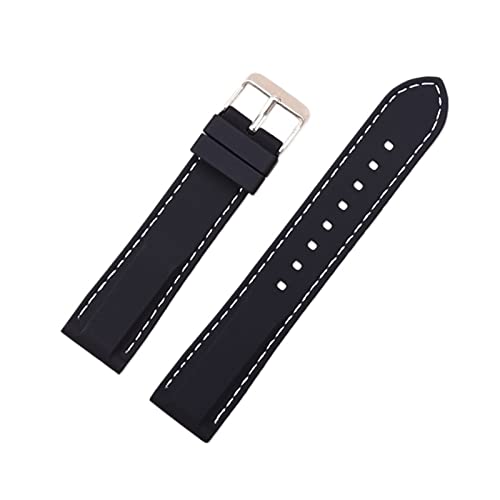 VISIYUBL Silikon Gummi -Sport -Uhr -Band Universal Watchband -Armband Armband 16 mm 18 mm 20 mm 22 mm 24 mm for Männer Frauen (Color : Black white line, Size : 18mm) von VISIYUBL