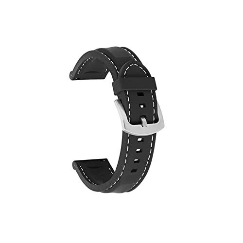 VISIYUBL Silikon Gummi -Sport -Uhren -Band Universal Handgelenksgürtel Armband 18mm 20 mm 22 mm 24 mm Pass for Samsung Gear S2 S3 Fit for Huawei Watch Männer Frauen (Color : Black-whiteline01, Size von VISIYUBL